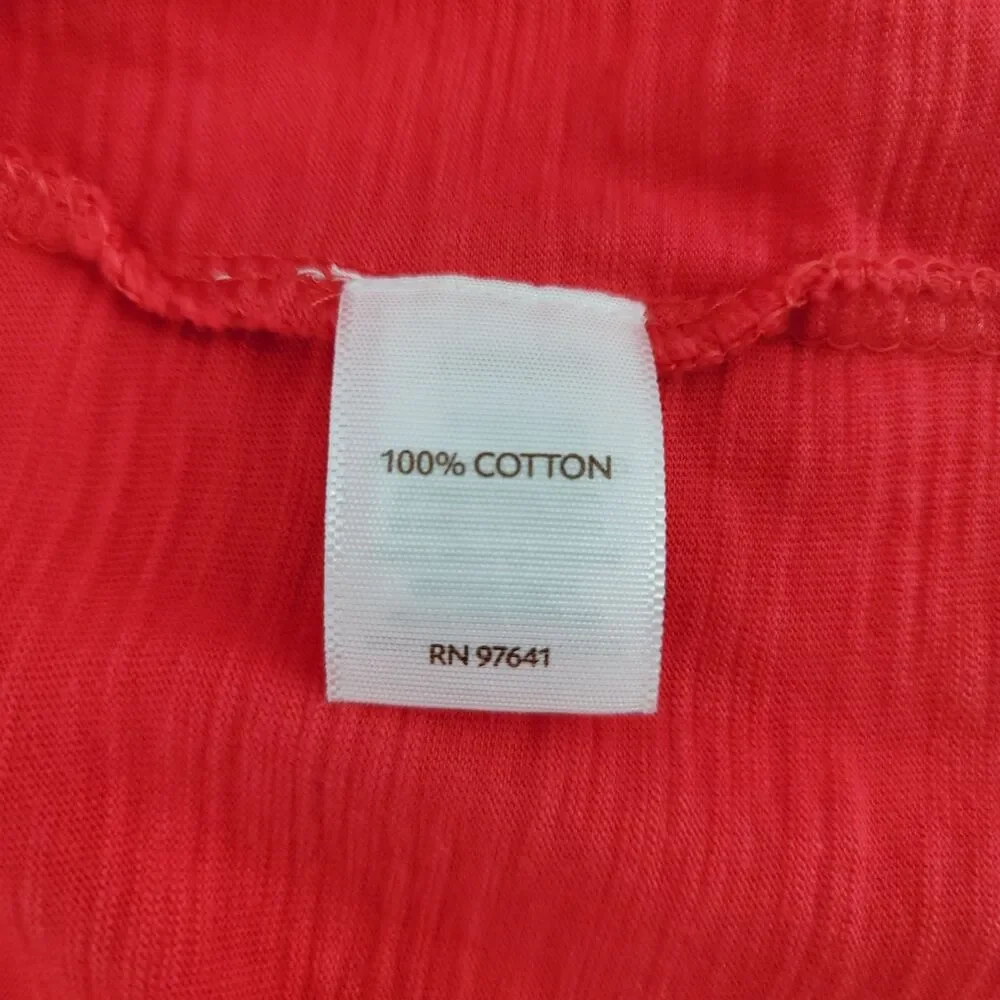 J. Jill Red Slub Cotton Long Sleeve V Neck Button Front Tunic Top XL - Picture 8 of 11